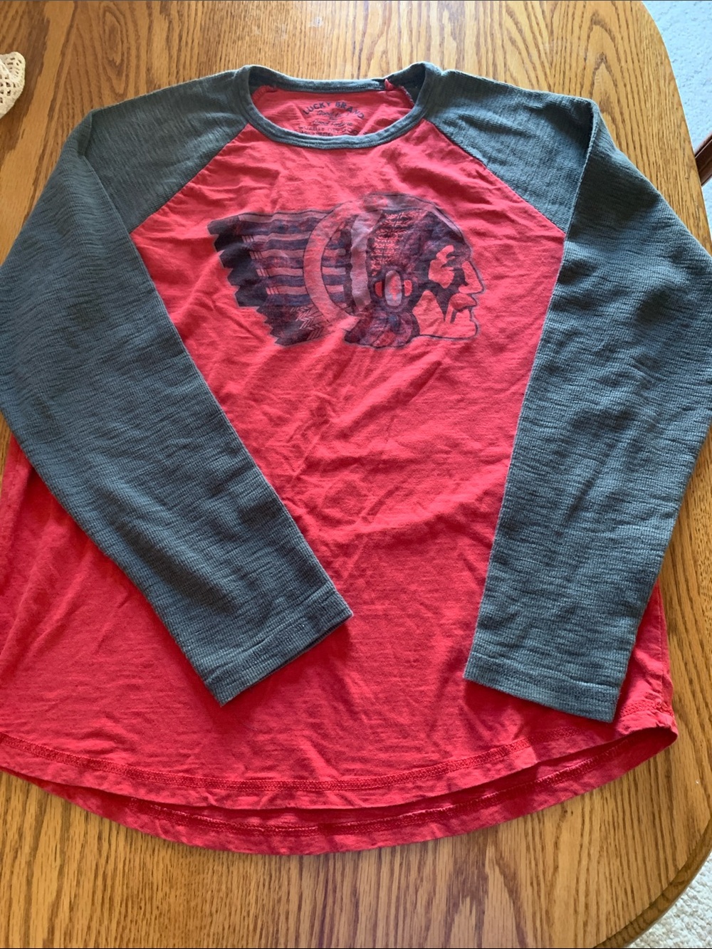 Lucky Brand The Who Tour Men’s Long-Sleeve Raglan Tee - Red and Gray